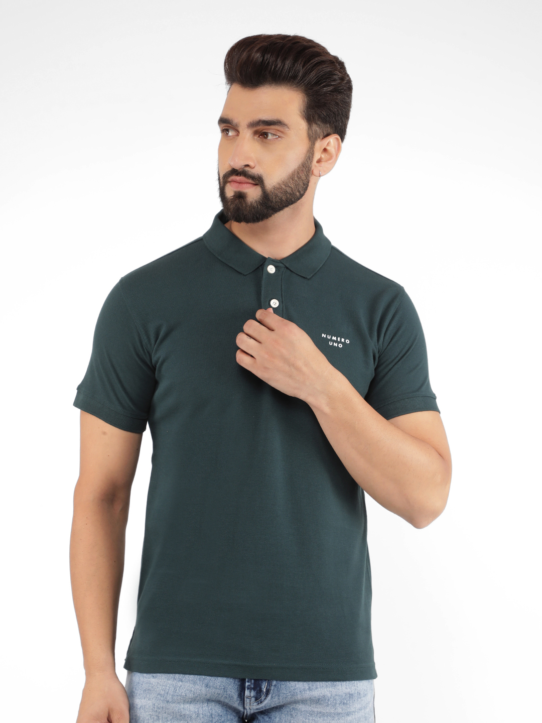 Numero Uno Men solid Green T-Shirt